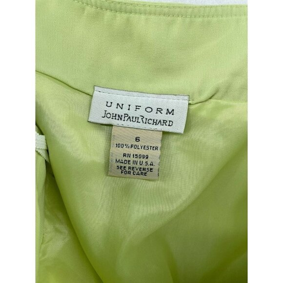 Uniform John Paul Richard Skirt Women's Sz 6 Lime Green Lined A-Line Lined Zip - Picture 9 of 10